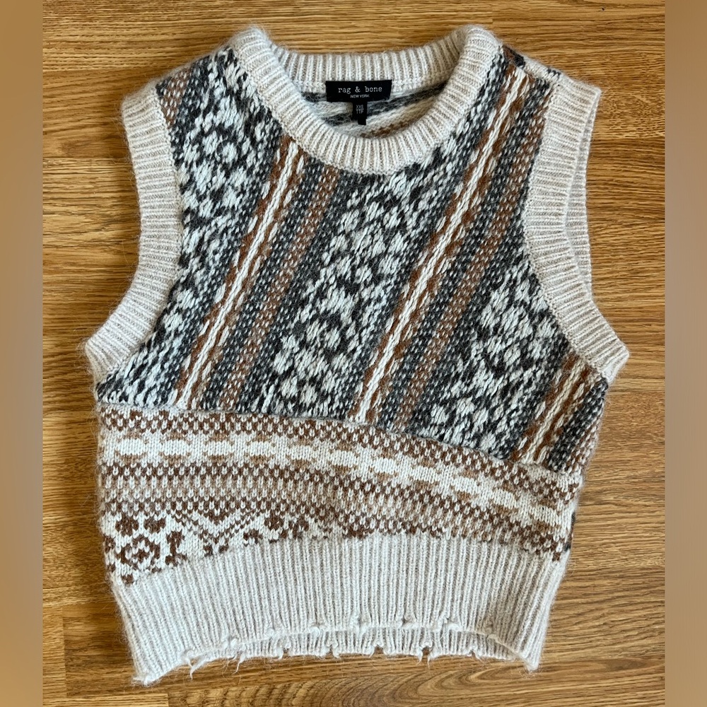Rag & Bone Fair Isle Hollis Sweater Vest Size XXS